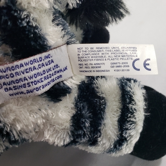 Aurora Zebra Mini Flopsie Plush Stuffed Toy 7 Inch Black White Silky - Picture 7 of 9